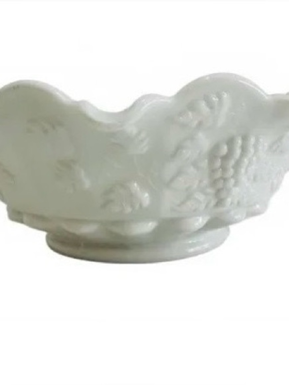 Vintage Westmoreland Milk Glass Grape Compote Bowl | Pedestal Dish | Mid Century